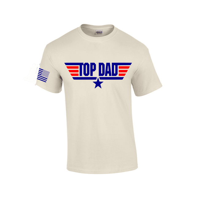 Top Dad Mens USA Patriotic Short Sleeve Men's Fathers Day T-shirt Graphic Tee-Sand-large