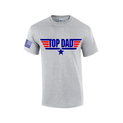 Top Dad Mens USA Patriotic Short Sleeve Men's Fathers Day T-shirt Graphic Tee-Sports Grey-6xl