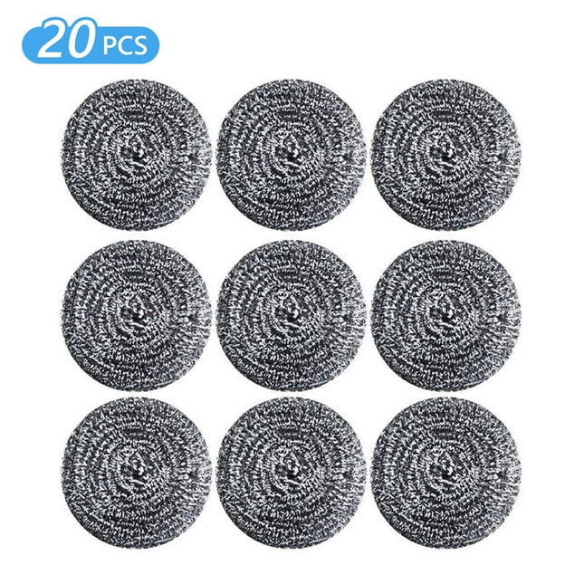 Tripumer 20 PCS Stainless Steel Sponges Scrubbers Scourer Steel Wool Scrubber Cleaning Ball Utensil for Pot Pan Dish Wash Cleaning for Removing Rust Dirty Cookware Cleaner