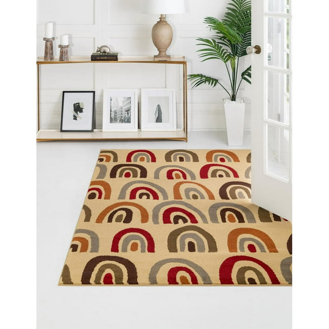Unique Loom Altissio Cafe Rug ,Rectangle,5' 3" x 8' 0" Cream Bohemian Geometric Living Room Bed Room Dining Room
