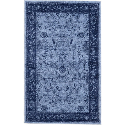 Unique Loom Floral La Jolla Rug Blue/Navy Blue 5' 3" x 8' Rectangle Floral Modern Perfect For Living Room Bed Room Dining Room Office