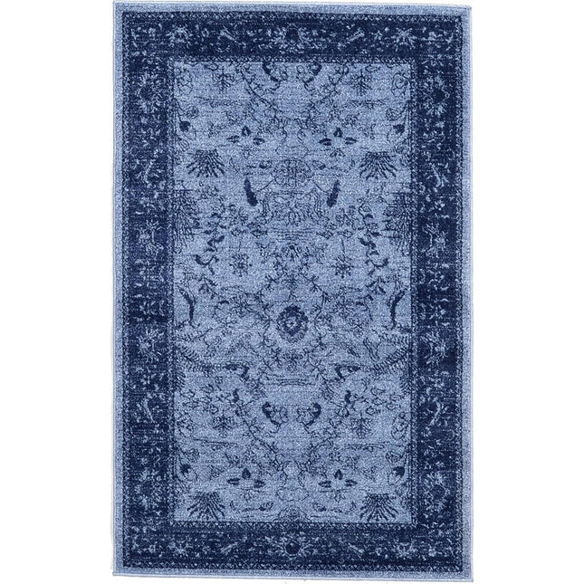 Unique Loom Floral La Jolla Rug Blue/Navy Blue 5' 3" x 8' Rectangle Floral Modern Perfect For Living Room Bed Room Dining Room Office
