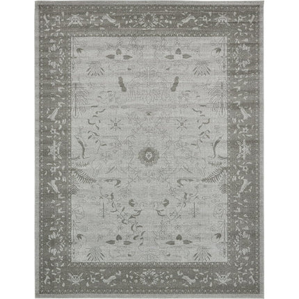 Unique Loom Floral La Jolla Rug Light Gray/Gray 9' 10" x 13' Rectangle Floral Modern Perfect For Living Room Bed Room Dining Room Office