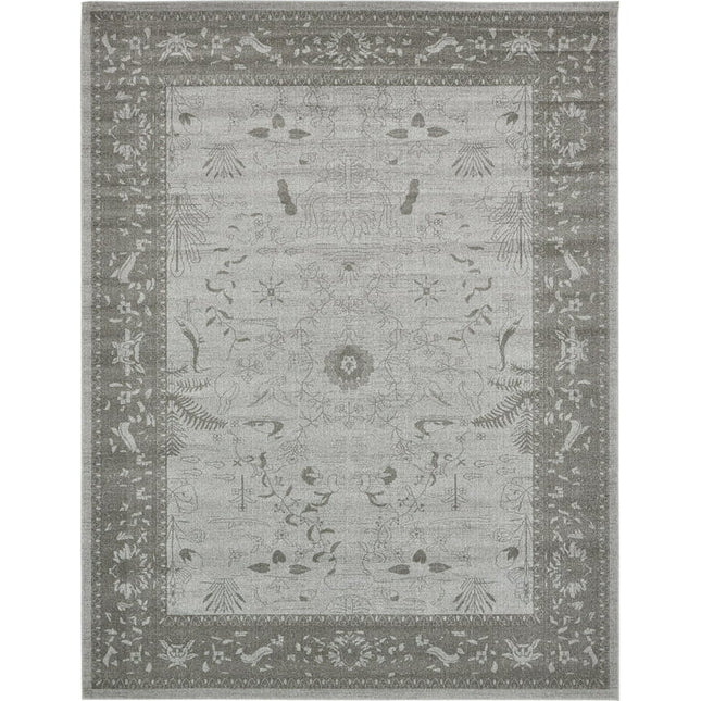 Unique Loom Floral La Jolla Rug Light Gray/Gray 9' 10" x 13' Rectangle Floral Modern Perfect For Living Room Bed Room Dining Room Office