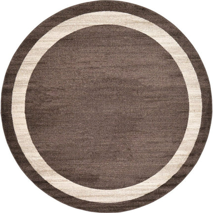 Unique Loom Maria Del Mar Rug Brown/Ivory 7' 10" Round Solid Contemporary Perfect For Dining Room Entryway Bed Room Kids Room
