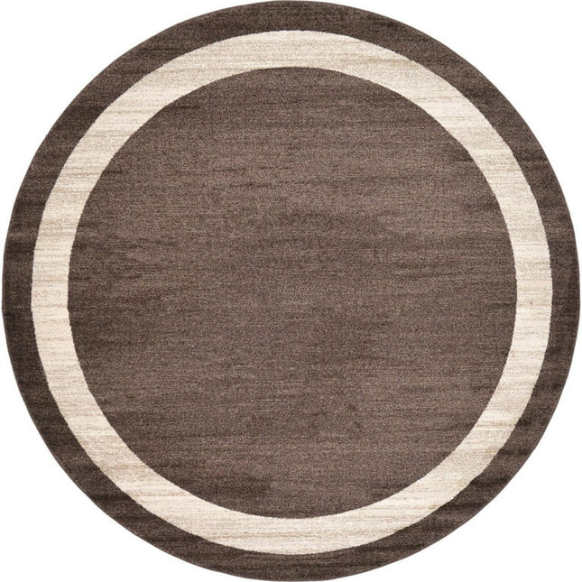 Unique Loom Maria Del Mar Rug Brown/Ivory 7' 10" Round Solid Contemporary Perfect For Dining Room Entryway Bed Room Kids Room