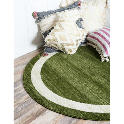 Unique Loom Maria Del Mar Rug Green/Ivory 4' 1" Round Solid Contemporary Perfect For Dining Room Entryway Bed Room Kids Room