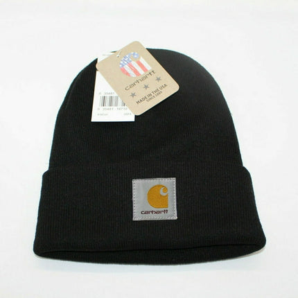 Unisex Carhartt Acrylic Black Watch Hat Beanie Winter Knit Cap Authentic A18 Mens Lady