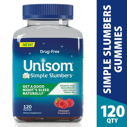 Unisom Simple Slumbers Sleep Aid Midnight Raspberry Gummies 120 Ct