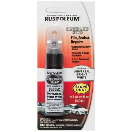 Universal Bright White, Rust-Oleum Gloss Automotive Scratch & Chip Repair Marker-U5005C, 0.5 fl oz