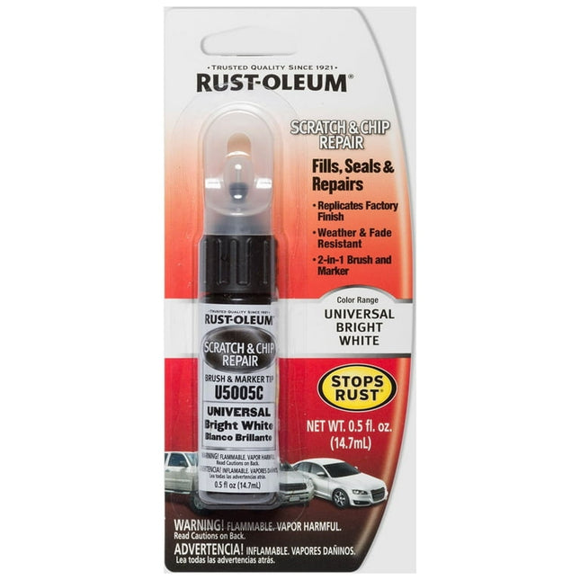 Universal Bright White, Rust-Oleum Gloss Automotive Scratch & Chip Repair Marker-U5005C, 0.5 fl oz