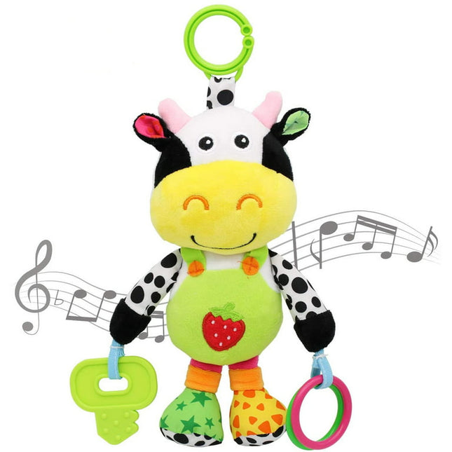 VATENIC Baby Car Seat Toys with 32 Kinds of Music and Teether,  Hanging Stroller Toys, Suitable for 0-12 Months of Baby (Cows)