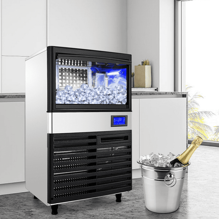 VEVOR 110V Commercial Ice Maker 110lbs/24H with 44lbs Bin and Electric Water Drain Pump,Clear Cube,Stainless Steel Construction,Auto Operation,Include Water Filter 2 Scoops and Connection Hose