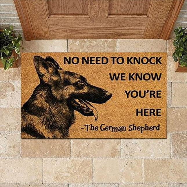 Vikakiooze The German Shepherds Door Mat,We Know You Are Here Dogs Door Mats, Funny German Shepherd Doormat, Welcome German Shepherd Mats Home Kitchen Doormat Bedroom Doormat