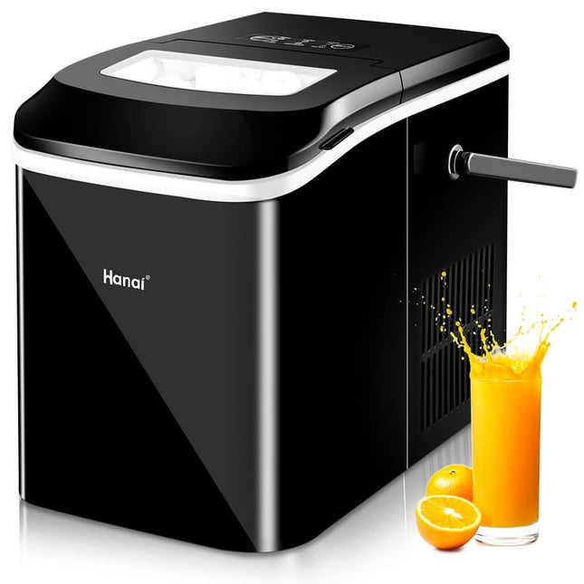 WANAI Ice Makers Portable Countertop,26.5 lbs/24H,Self-Cleaning Portable Ice Machine with Ice Scoop and Basket,2 Sizes,9 Cubes Ready in 8 Mins