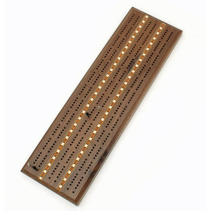 WE Games Cribbage Set - Solid Walnut Wood - 3 Track Board - Metal Pegs