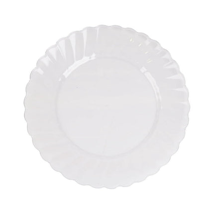 Way to Celebrate 9 inch Clear Plastic Plates, Heavy Duty, Disposable, Ruffled Edges Pattern, BPA Free 10 Ct.