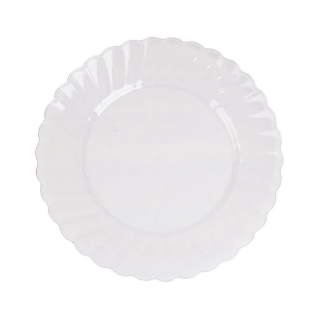Way to Celebrate 9 inch Clear Plastic Plates, Heavy Duty, Disposable, Ruffled Edges Pattern, BPA Free 10 Ct.
