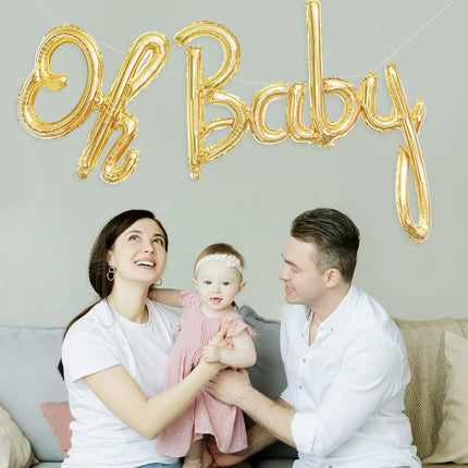 Way to Celebrate! Baby Shower Oh Baby Foil Balloon Banner, Gold