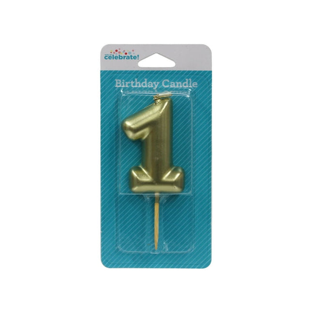 Way to Celebrate! Gold Birthday Candle, Number 1