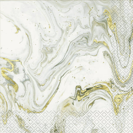 Way to Celebrate! Gold & Silver Marble Paper Luncheon Napkins, 6.5in, 16ct