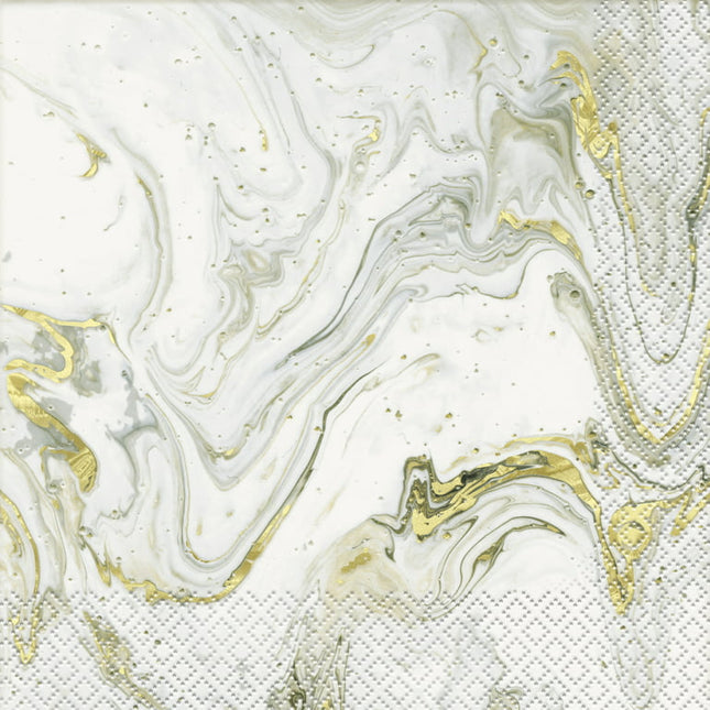 Way to Celebrate! Gold & Silver Marble Paper Luncheon Napkins, 6.5in, 16ct