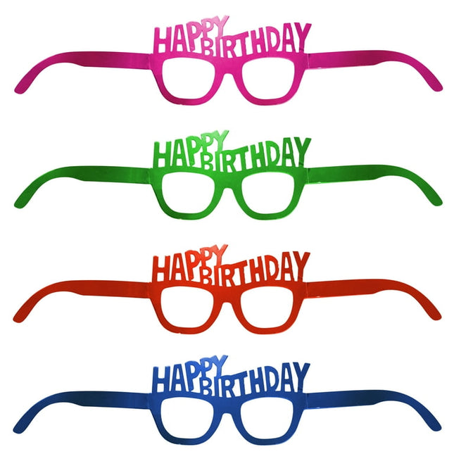 Way to Celebrate Happy Birthday Multicolor Paper Glasses, 8 Count, Party Supplies