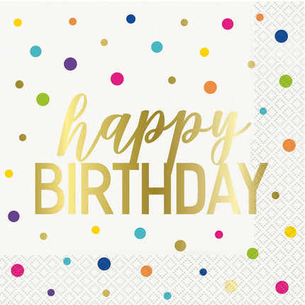 Way to Celebrate! Multicolor Cake Time "Happy Birthday" Paper Luncheon Napkins, 6.5in, 16ct