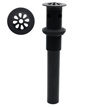 Westbrass D411A-62 Bathroom Sink Drain Assembly with Rapid Draining Crowned Grid with Overflow Holes - Exposed, Matte Black