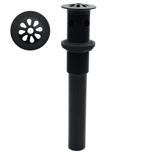 Westbrass D411A-62 Bathroom Sink Drain Assembly with Rapid Draining Crowned Grid with Overflow Holes - Exposed, Matte Black
