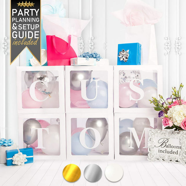White Balloon Letter Boxes | Baby Shower Decorations for Boy and Girl | Gender Reveal Party Supplies | Baby Gender Reveal Decorations | Baby Blocks for Baby Shower Backdrop | Balloon Boxes Letters