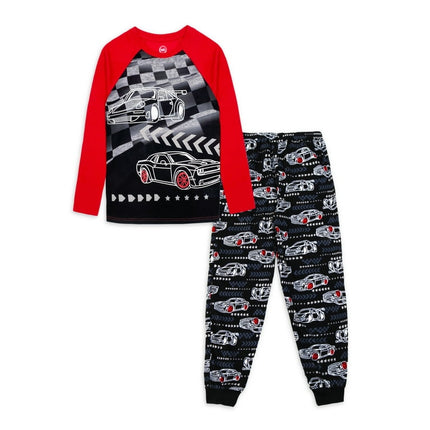 Wonder Nation Boys Long Sleeve Graphic Top with Jogger Pants Sleep Pajama Set, Sizes 4-18