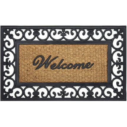 Wrought Iron Rubber Mat 18x30 - Fleur De Lis