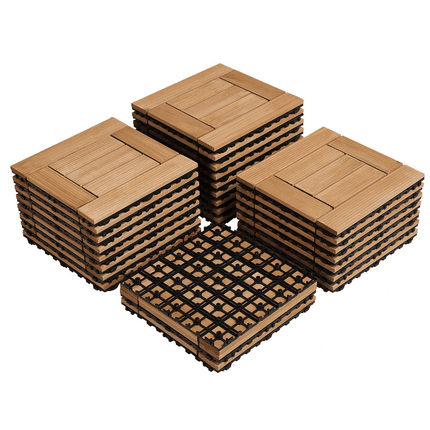 Yaheetech 27pcs Wooden Floor Tiles Patio Pavers Composite Decking for Outdoor & Indoor Patio Garden Deck Poolside 12'' x 12''