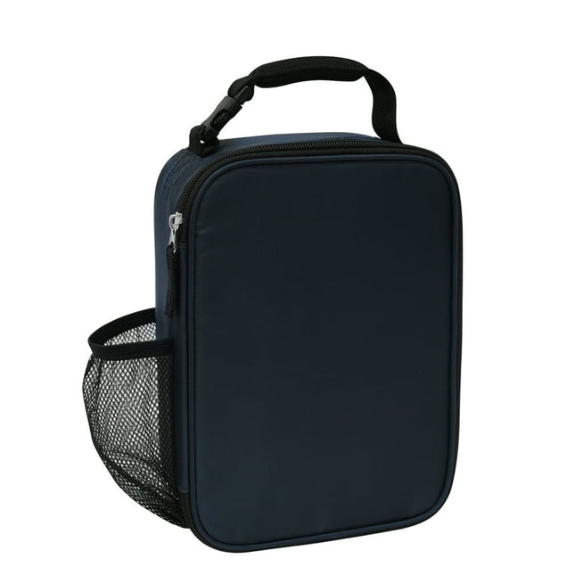 Your Zone Reusable & Insulated Lunch Bag With Handle and Side Mesh Bottle Pocket, Navy Blue