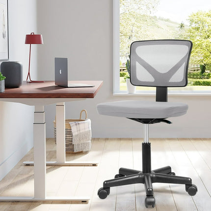 Yoyomax Armless Desk Chair, Ergonomic Low Back Computer Chair, Adjustable Rolling Swivel Task Chair with Plush Padded Seat, Grey