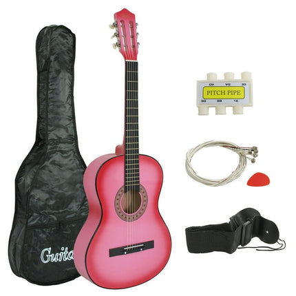 ZENY 38" Acoustic Guitar Set for Kids Beginners Music Lovers Starter with Accessories, Pink