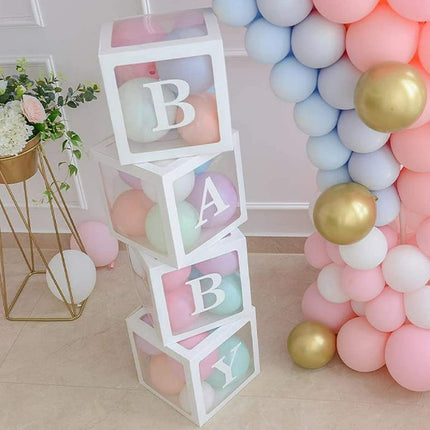 ZHANGHENG Baby Shower Boxes Party Decorations pcs Transparent Balloons Boxes Dcor with Letters, Individual BABY Blocks Design for Boys Girls Baby Shower Decorations
