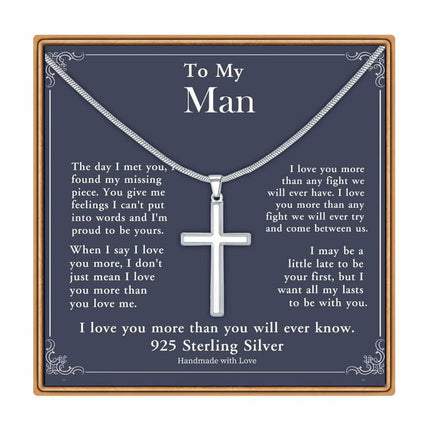 TINGN Sterling Silver Cross Necklace Gifts for Men Cross Necklace Snake Chain for Men Anniversary Valentines Day Gifts for Him Fathers Day Christmas Gifts for Dad Son Boyfriend