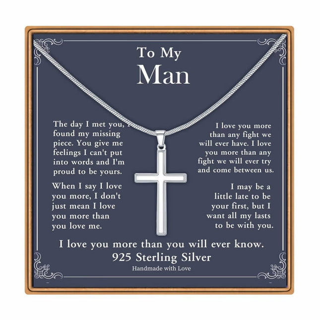 TINGN Sterling Silver Cross Necklace Gifts for Men Cross Necklace Snake Chain for Men Anniversary Valentines Day Gifts for Him Fathers Day Christmas Gifts for Dad Son Boyfriend