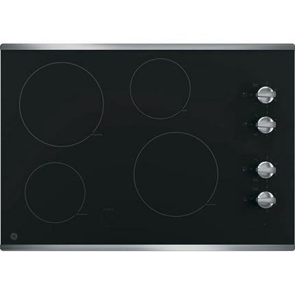 GE JP3030SJSS 30-Inch Smoothtop Electric Cooktop with 4 Radiant Elements, Knob Controls, Keep Warm Melt Setting - (Open Box)