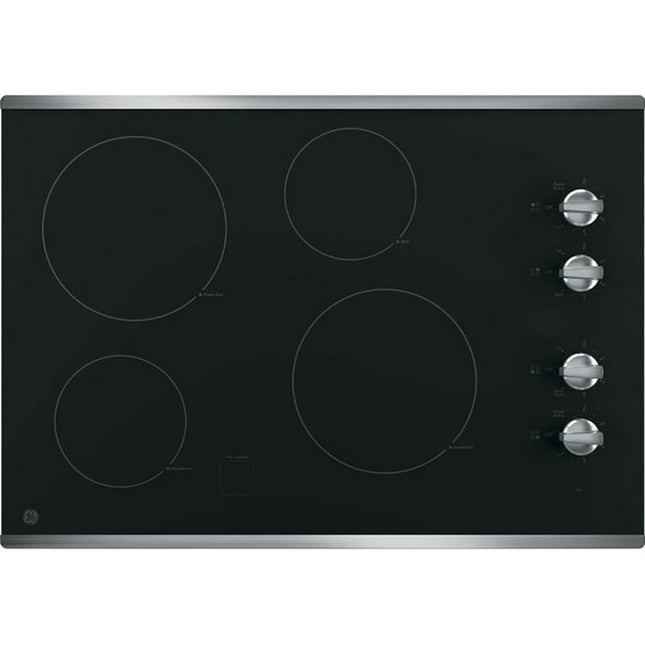 GE JP3030SJSS 30-Inch Smoothtop Electric Cooktop with 4 Radiant Elements, Knob Controls, Keep Warm Melt Setting - (Open Box)