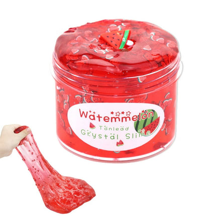 Seekfunning Watermelon Slime with Glitters, 2.36oz Soft Jelly Slime Non Sticky Premade Clear Crystal Slime for Girls Boys, DIY Cotton Mud Bubble Slime Stretchy Putty Kids Birthday (Red)