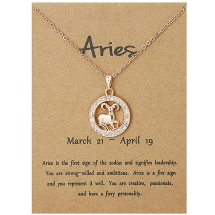 Mothers Day Gifts Twelve Constellation Pendant, Elegant Chain Necklaces Letter Necklace Necklaces for Women
