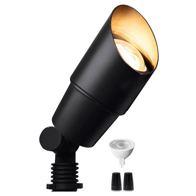 Gardenreet Mini Solid Brass Landscape Spotlight Black,12V Low Voltage Uplight Outdoor LED Landscape Light Fixture With Bulb