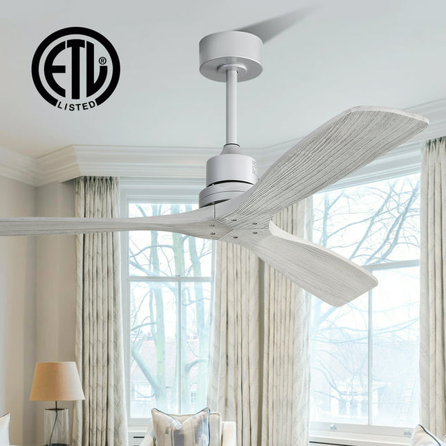 Sofucor 52" Ceiling Fan with Remote Control no Lights, 3 Blades Reverse Airflow, Silver