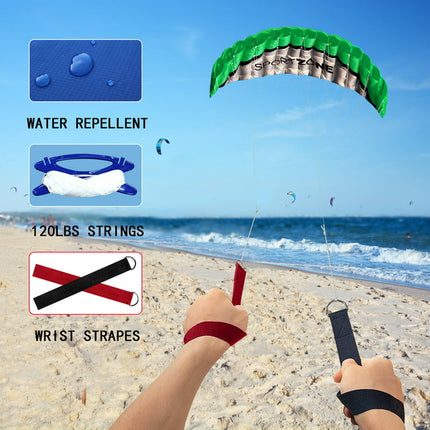 HENGDA KITE for Children and Adults 98inch Dual Line Stunt Parafoil Kites Soft Stunt Kite Green Nylon