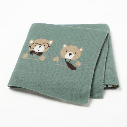 Baby Blanket Cotton Knitted Newborn Girl Boy Bedding Quilt 100*80CM Infant Stroller Swaddling Cute Cartoon Bears