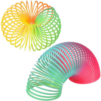 Plastic Rainbow Slinky Toy Circle,Rainbow Spring Toy,  Slinky Stretchy Coil for fun Chirldhood Playmate