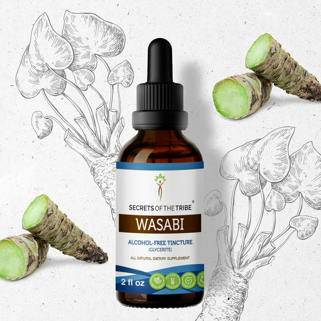 Wasabi Tincture Alcohol-FREE Extract, Organic Wasabi (Eutrema japonicum) Dried Root 2 fl oz